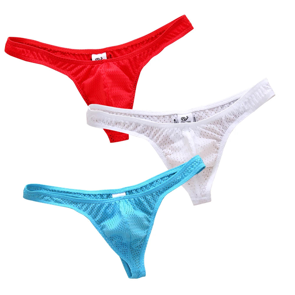 3 Pack Mens mesh thong briefs thongs sexy man underwear Sexy Gay Men Boys Jockstrap Underwear Sissy Panties Cueca Tanga Male