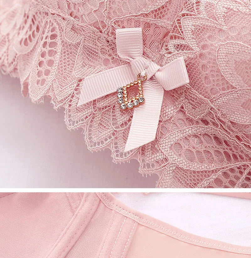 Sexy Push Up Bra - See Through Backless Floral Lace Bralette