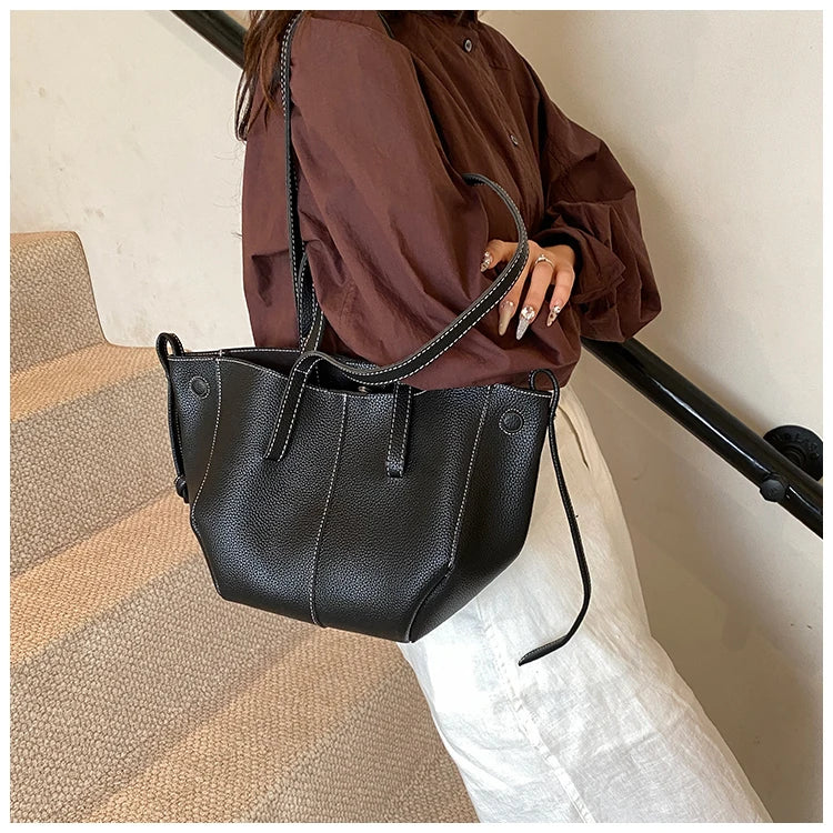 High Quality PU Tote Bags Fashion Solid Hasp Simple Versatile Sense of Luxury Shoulder and Handbags for Women 2024 New Style
