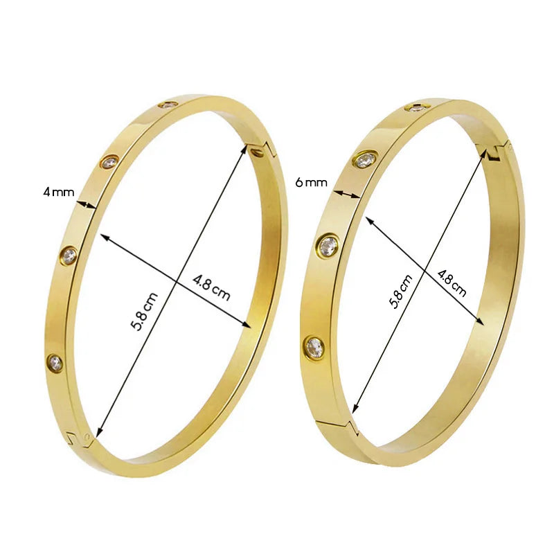Stainless Steel Bangles - Rhinestone Designer Fashion Jewelry Women
