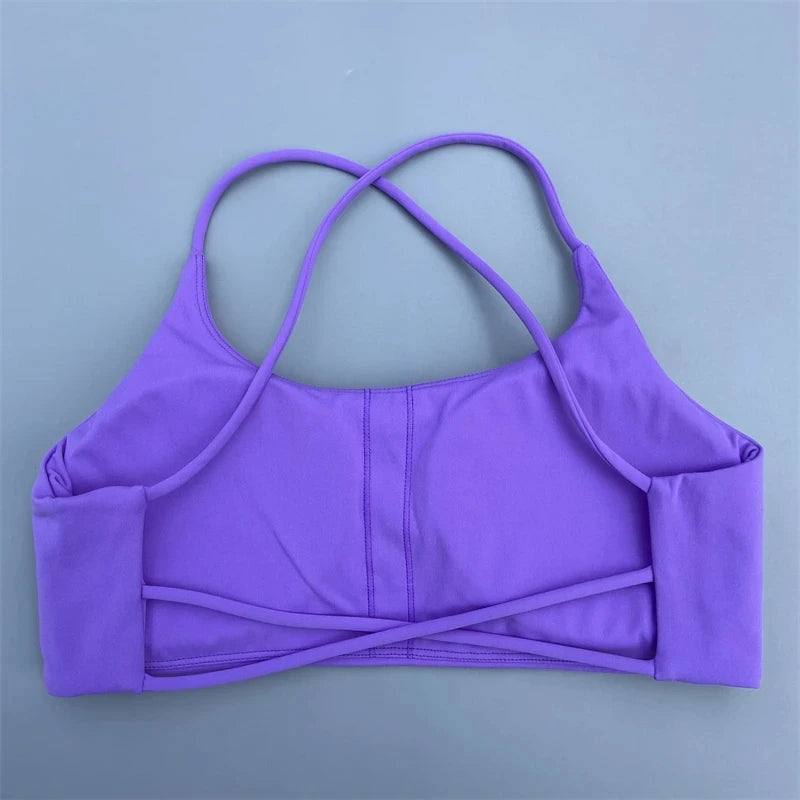 Solid Color Cross Back Fitness Bra - High Strength Yoga Top