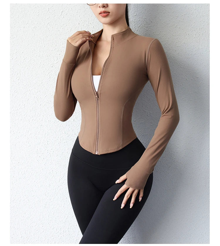 2023 Yoga Jacket - Short Sports Jacket Body Sculpting Zipper