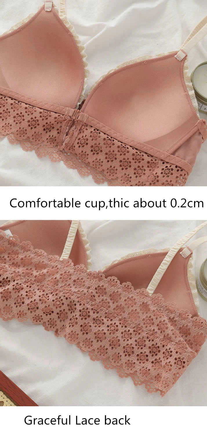 Japan Korean Front Closure Bra - Wire Free Lace Comfortable