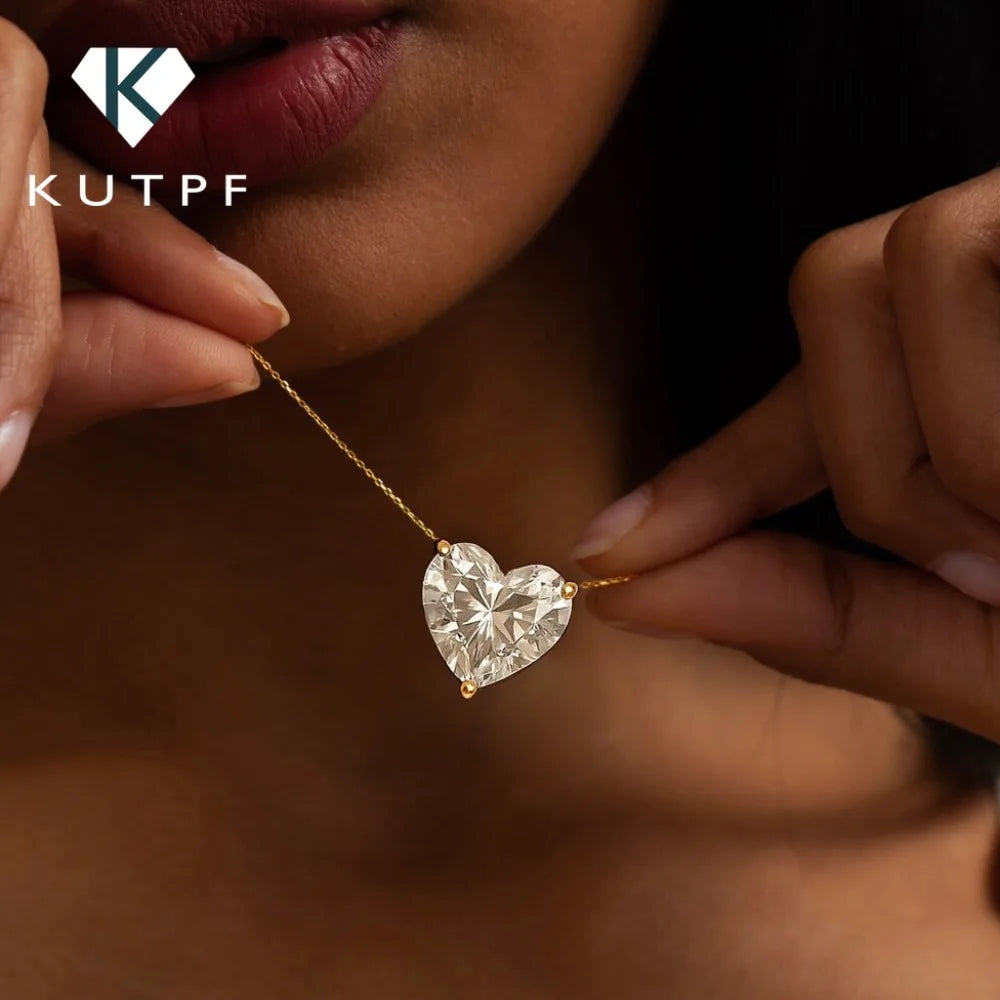 1-3Carat Heart Cut Moissanite Pendant Necklace for Woman S925 Silver Plated 18k Gold Solitaire Diamond Neckchain Gra Certified