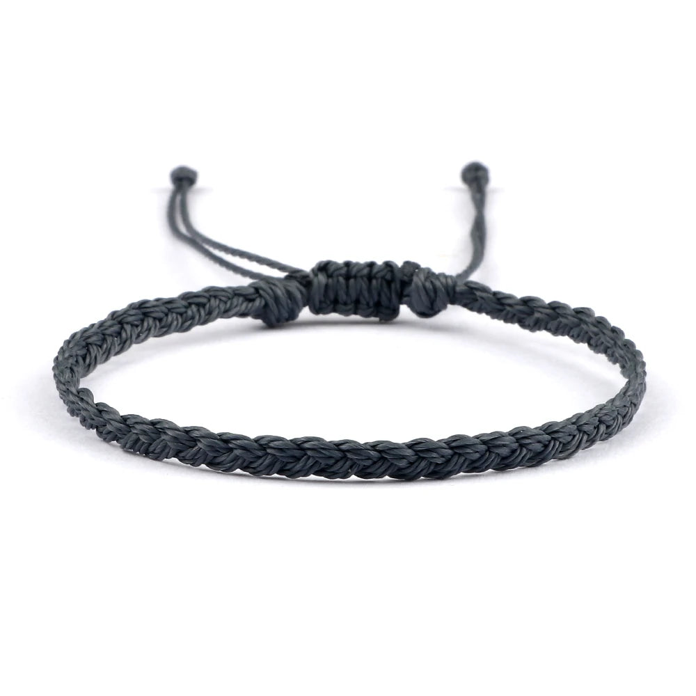 Classic Handmade Braided Bracelets for Women Men Pure Color Waxed Thread Braid Wristband Charm Bracelet Adjustable Jewelry Gifts