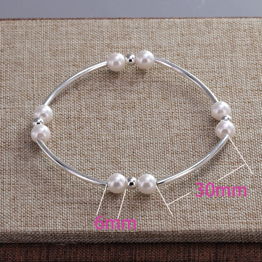 VENTFILLE 925 Sterling Silver Double Layer Pearl Bracelet for Women Girl Design Bead Korean Jewelry Dropshipping