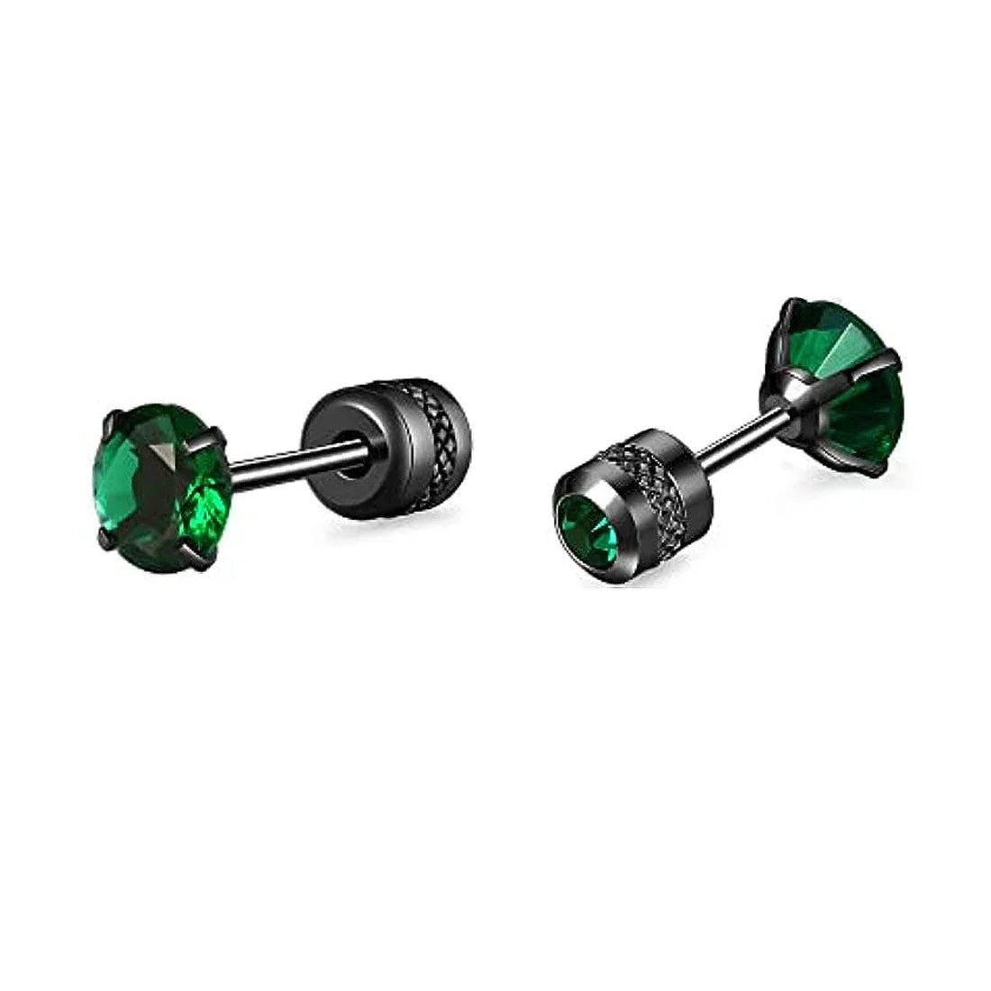 Glamorous Stainless Steel & Zircon Stud Earrings for Men – Hypoallergenic 5-Pairs Set, Durable & Versatile