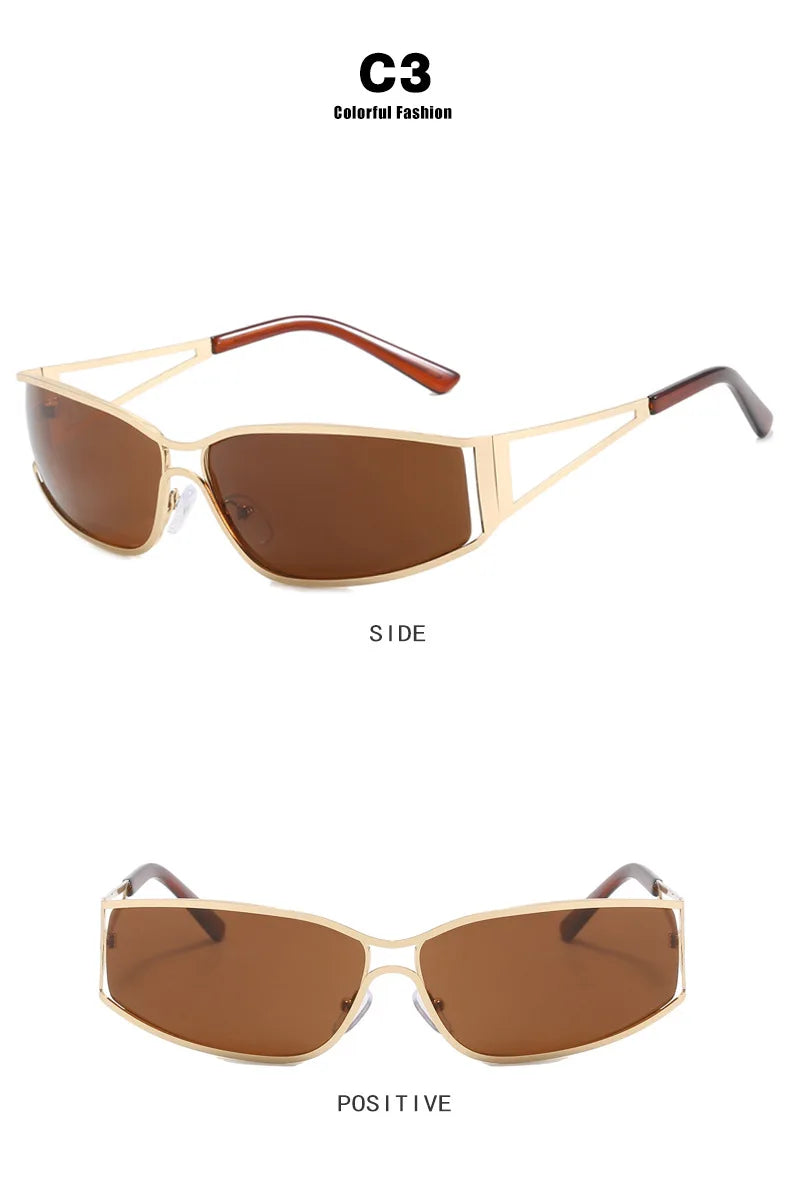 Y2K Oversized Steampunk Sunglasses - Designer Gradient Mirror Eyewear