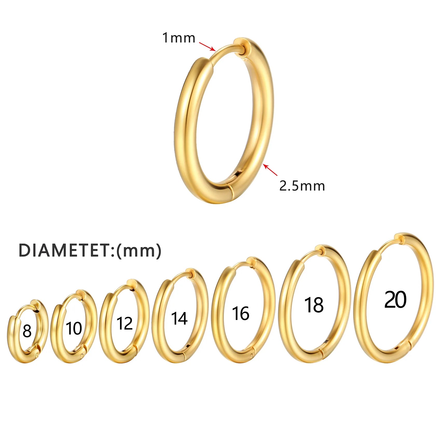1Pairs/2Pcs Small Hoop Earrings Women Men Gold Silver Color Stainles Steel Round Circle Pendientes Mujer 2023 Anti-allergy