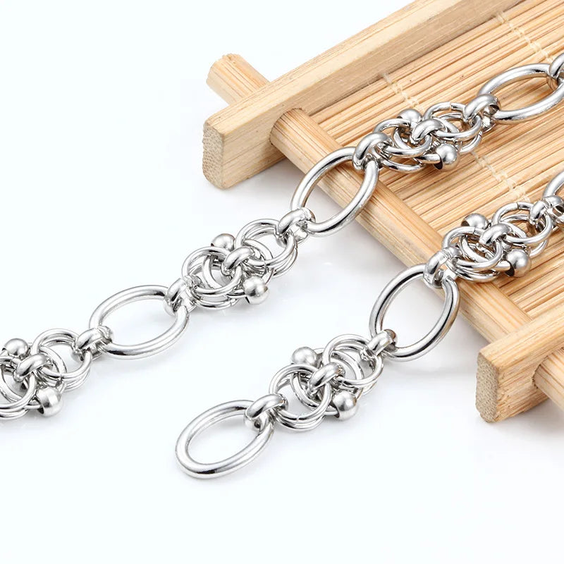 New Hip Hop Design DIY Chain Bracelet for Men Women Heavy Tricycle Thick Kpop Classic 316L Stainless steel Statement Initial