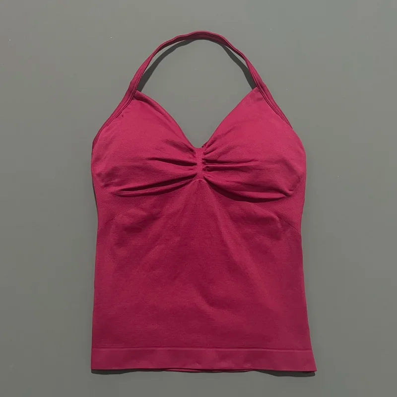 HISTELLO Impact Sports Bra - Longline Strappy Yoga Tank Top