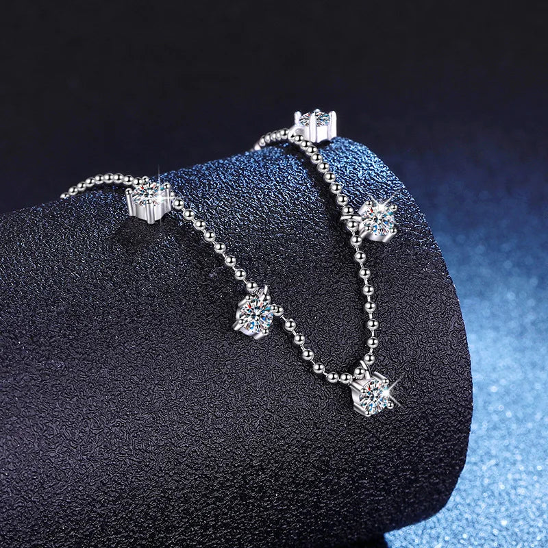PT950 Platinum Inlaid 1.5 Carat D-color Moissanite Pendant, Starry Sky Collarbone Chain, Women's Necklace, PT950 Imprint