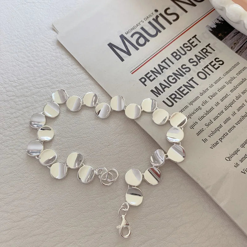925 Sterling Silver Bracelet Geometric Cube Circle Punk Asymmetric Beaded For Woman Girl Fashion Jewelry Gift Dropship Wholesale