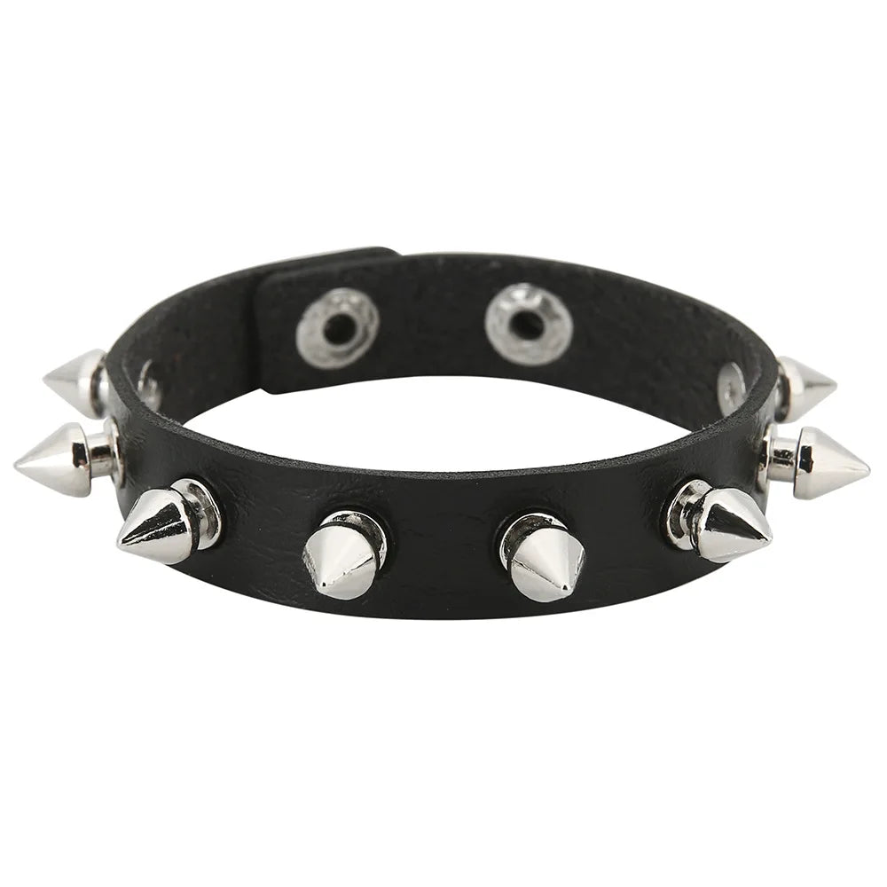 Punk Bracelets PU Leather Studded Bracelet Adjustable Goth Cuff Bracelet Gothic Rivet Buckle Wristband for Men Women Emo Jewelry