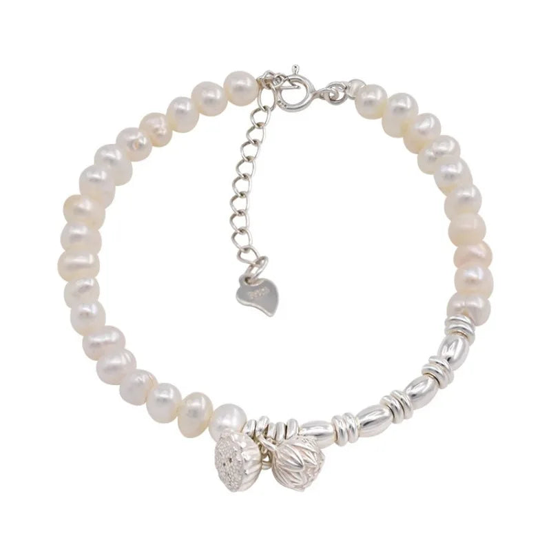 VENTFILLE 925 Sterling Silver Double Layer Pearl Bracelet for Women Girl Design Bead Korean Jewelry Dropshipping