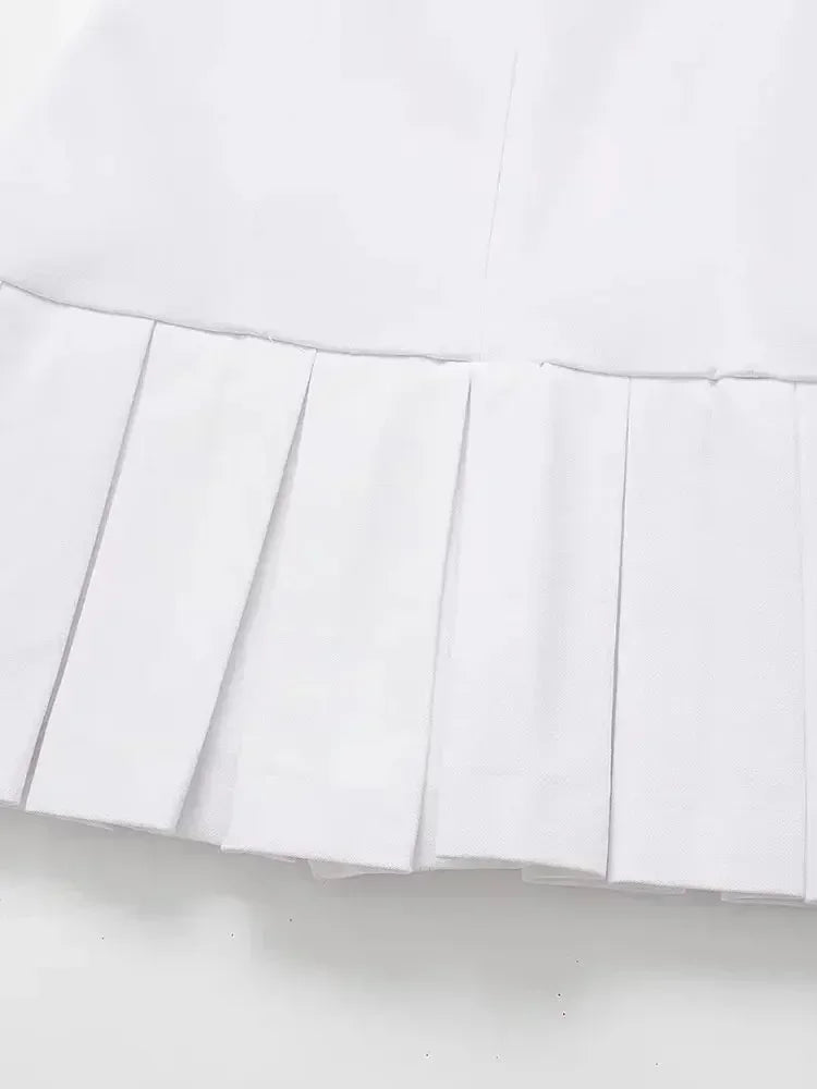 2025 Summer Women Pleated Short Dresses For Women Sleeveless Splicing Mini Dress Female Elegant Party Dresses