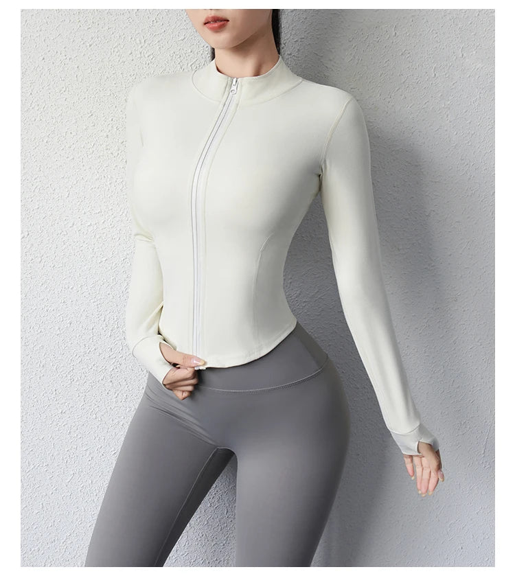 2023 Yoga Jacket - Short Sports Jacket Body Sculpting Zipper