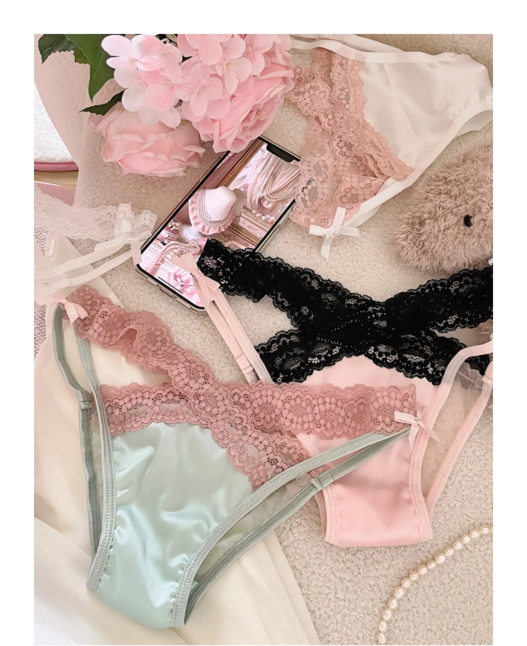 Cross Belt Lace Transparent Sexy Women's Underpants Low Waist Mesh Hollowed Bow Panties Cotton Crotch Breathable Briefs Lingerie