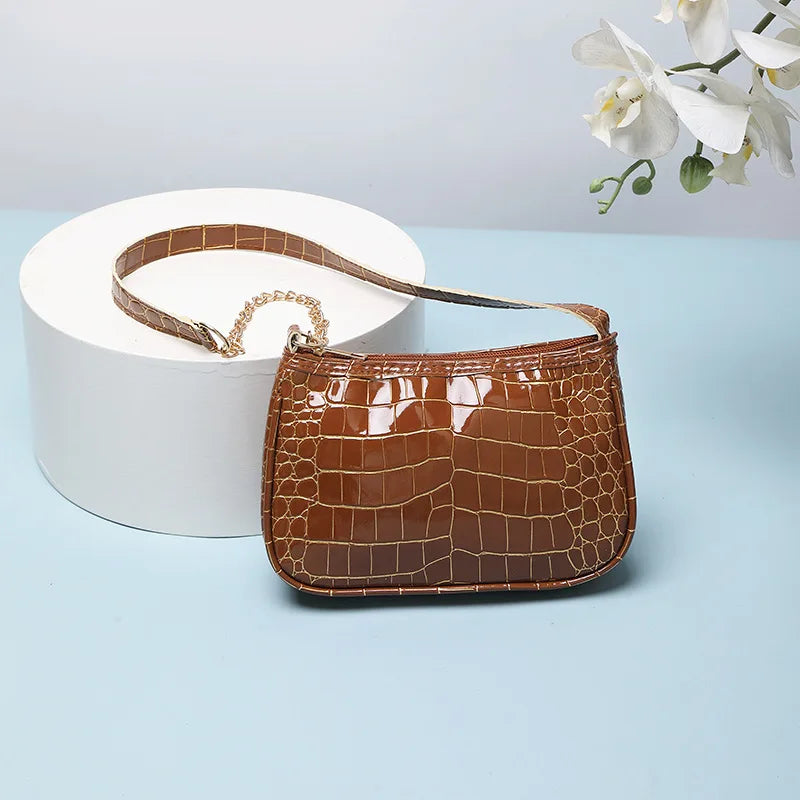 French Simple Solid Color PU Leather Shoulder Bag Fashion Versatile Handbag Underarm Bag For Women Hand Shoulder Bag