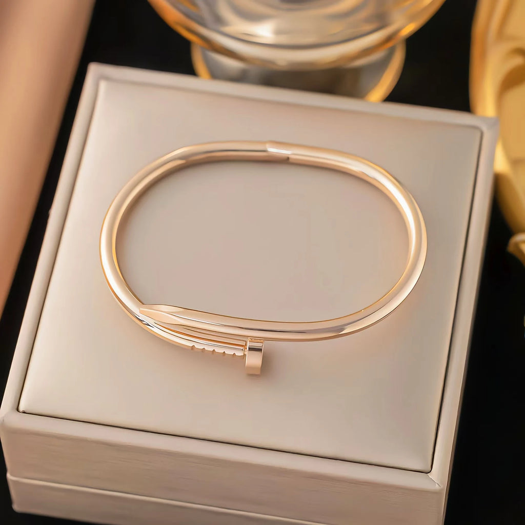 Hip hop style personality fashion interesting design curved nail stainless steel bracelet men's women's jewelry