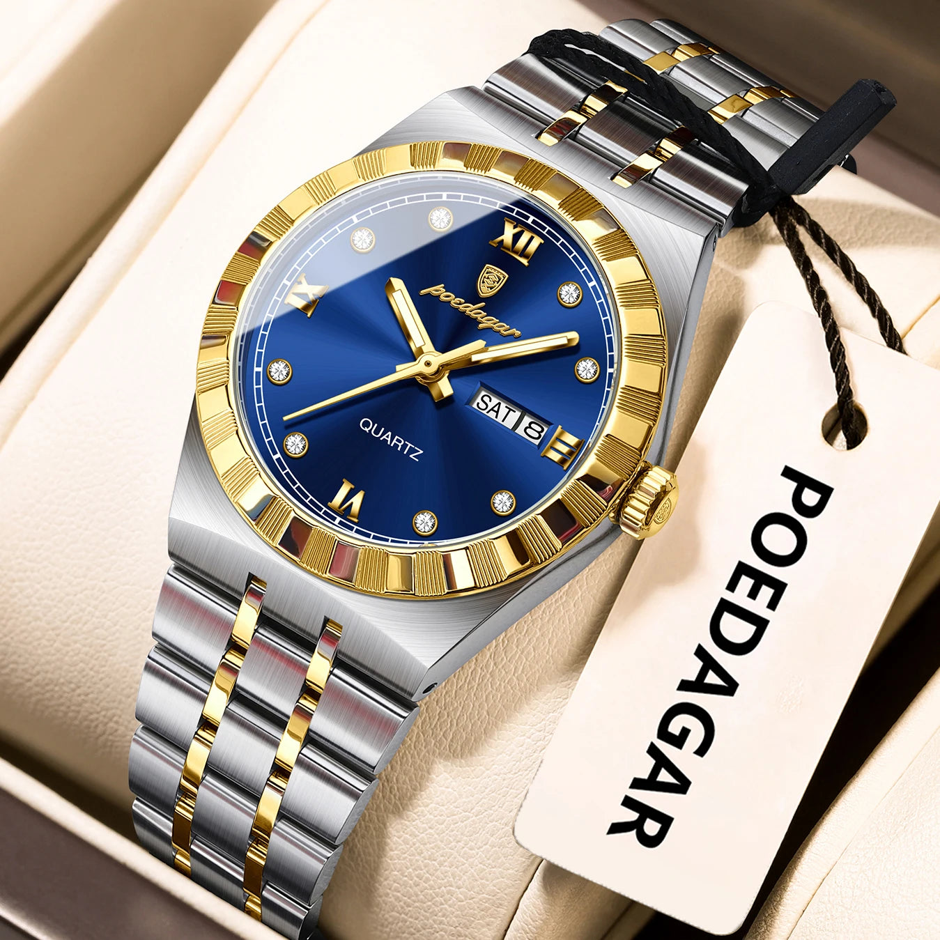 POEDAGAR Luxury Ladies Watch - Luminous Waterproof Week Date Stainless
