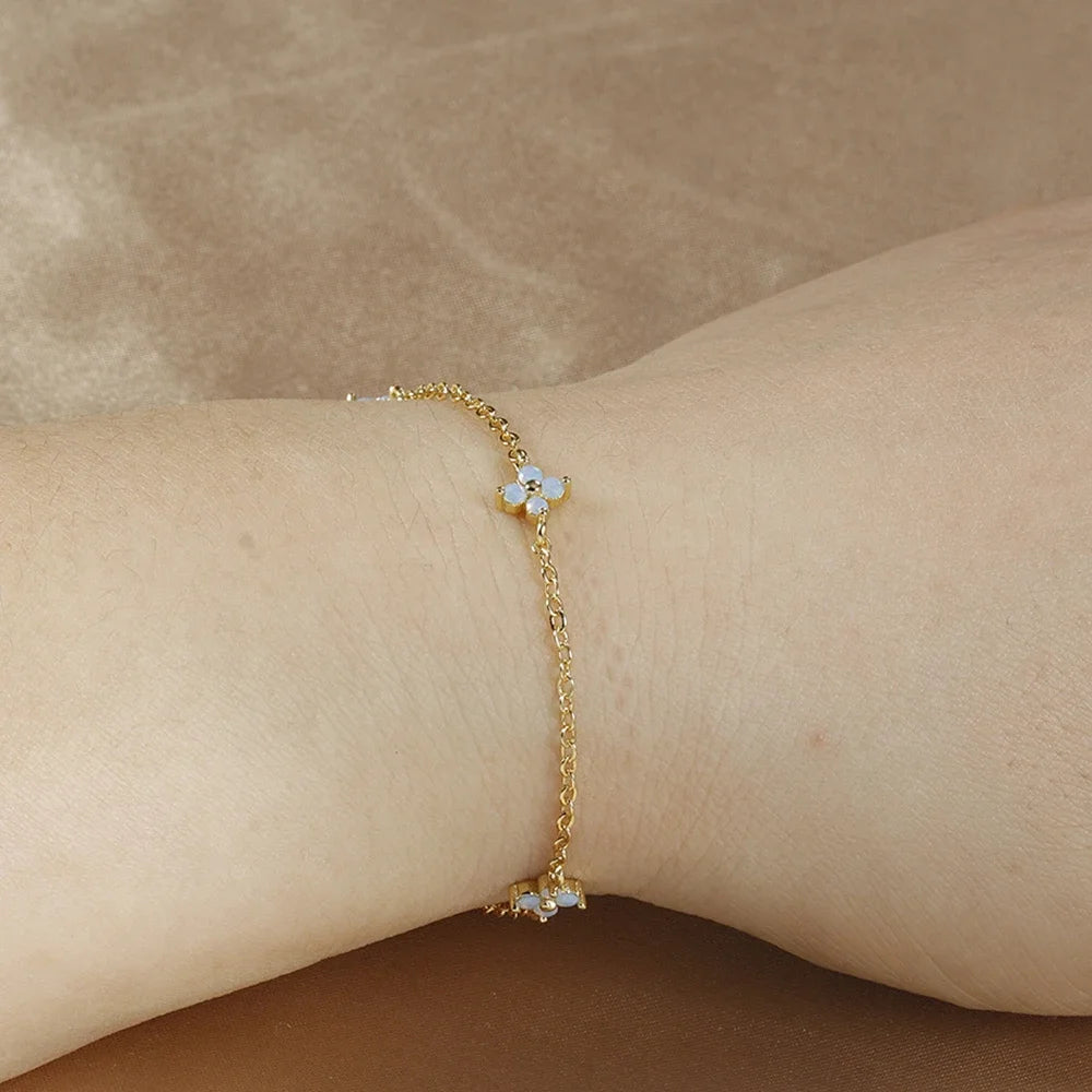 18K Gold Four Leaf Clover Jewelry Set - Necklace Bracelet Earrings Women