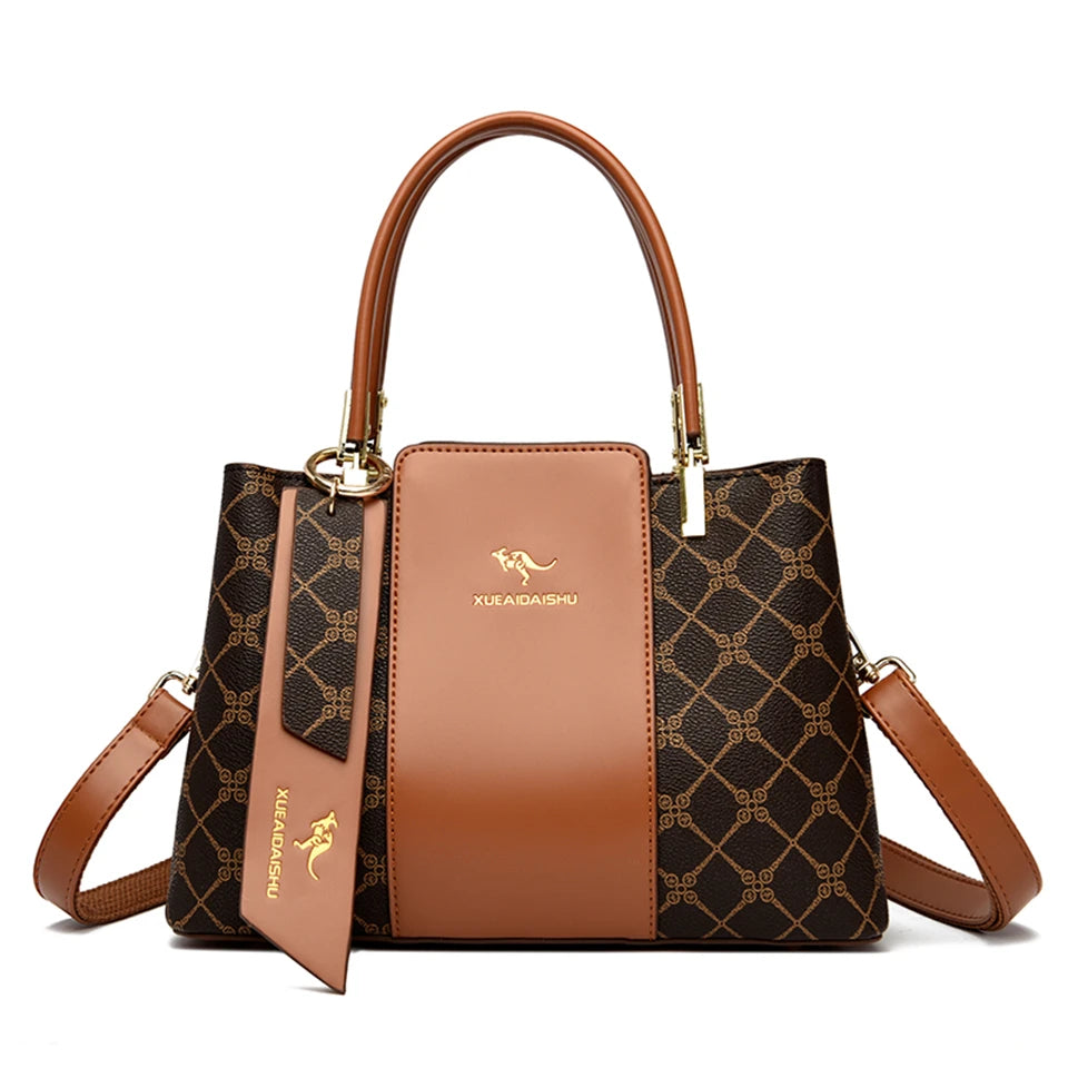 Luxury Print Leather Handbag - Large Capacity Crossbody Shoulder Bag