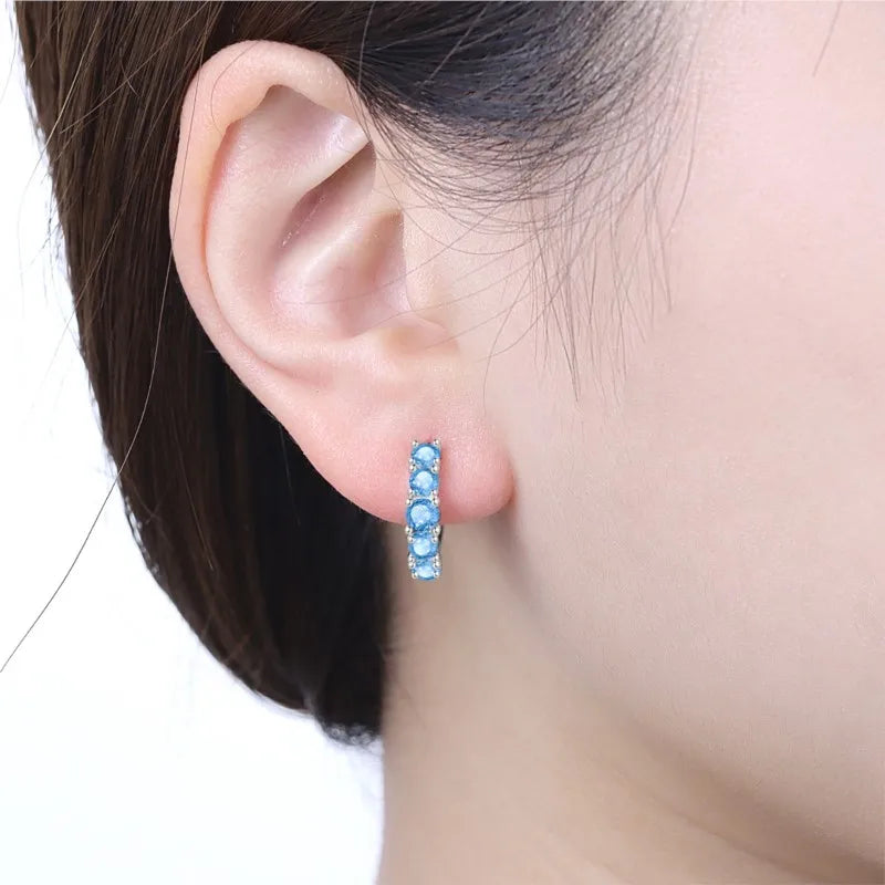 MISEFF Original 925 Sterling Silver Earrings 2025 Hoop Earring Crystal Earings For Women Simple Round Zircon Earing Jewelry
