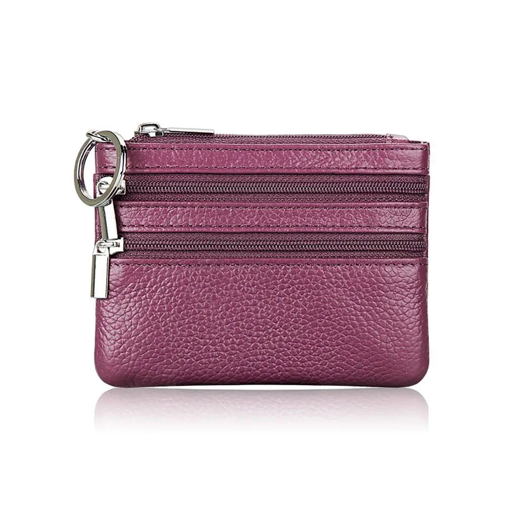PU Leather Key Ring Waterproof Pocket Purse Money Coin Purse Zipper Wear-resistant Credit Card Holder