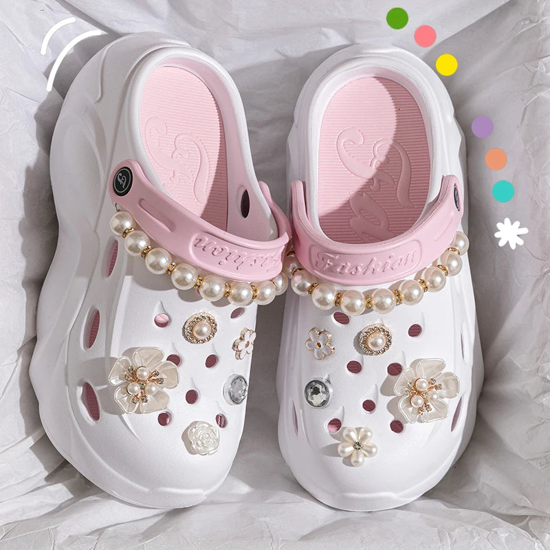 Pearl Chain Chunky Platform Sandals - 2024 Summer Beach EVA Clogs