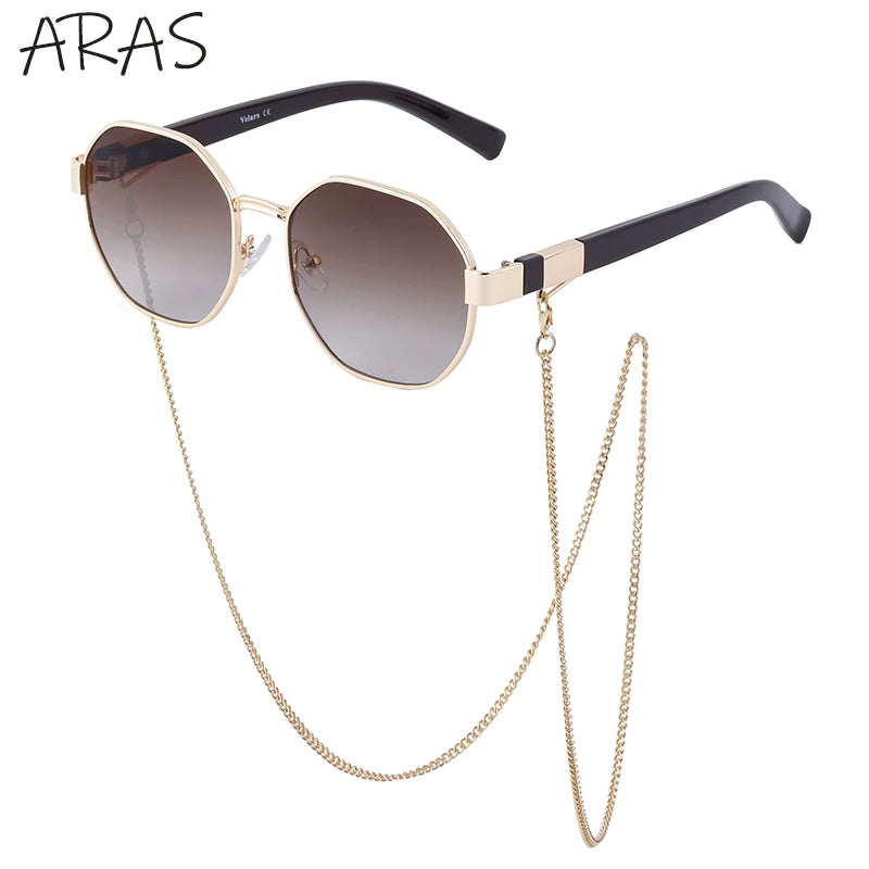 Polygon Sunglasses with Chain 2025 - Luxury Octagon Unique Trends Women