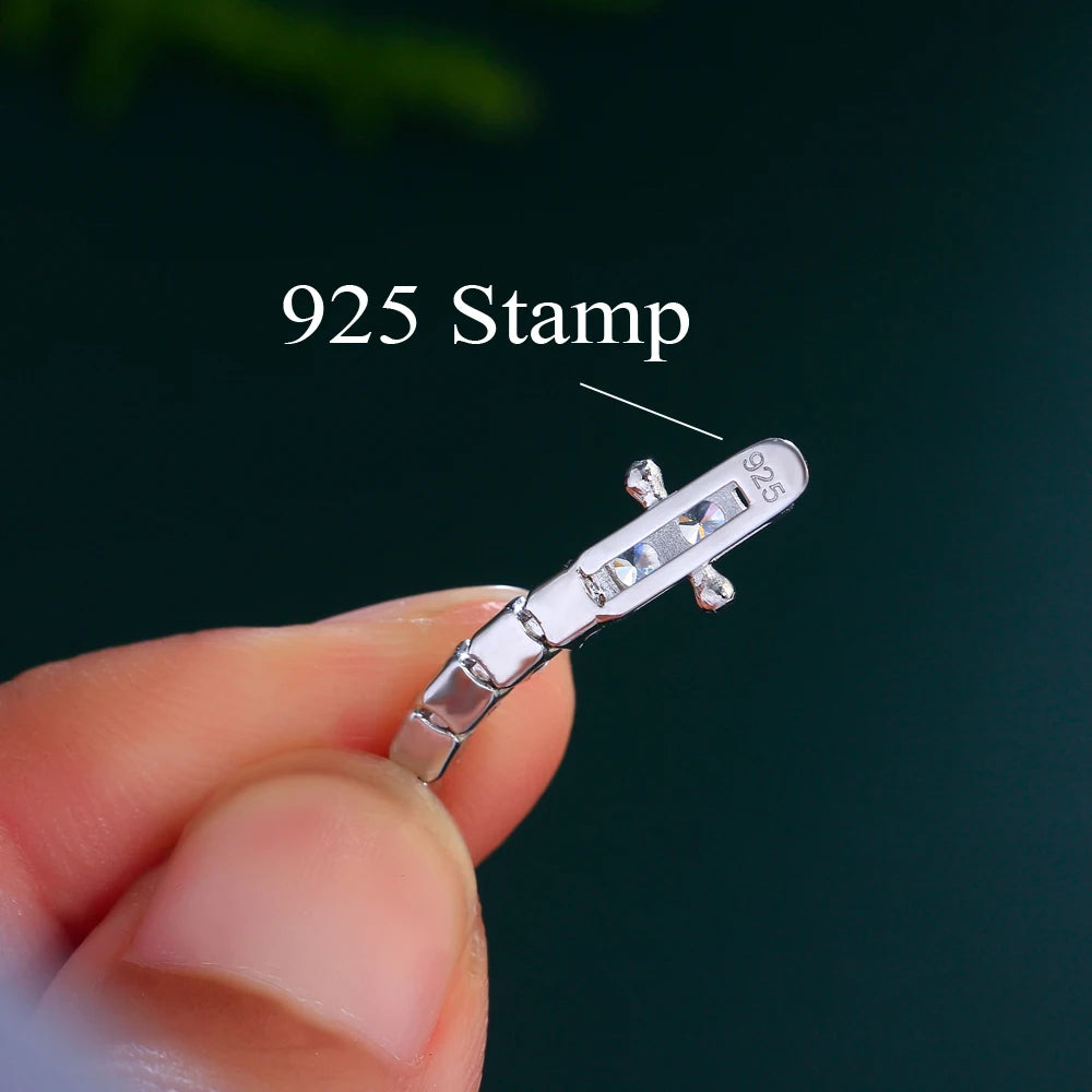 QooLady High Quality 925 Sterling Silver Round Shiny CZ Tennis Chain Bracelet for Women Wedding Engagement Jewelry Gifts SB006