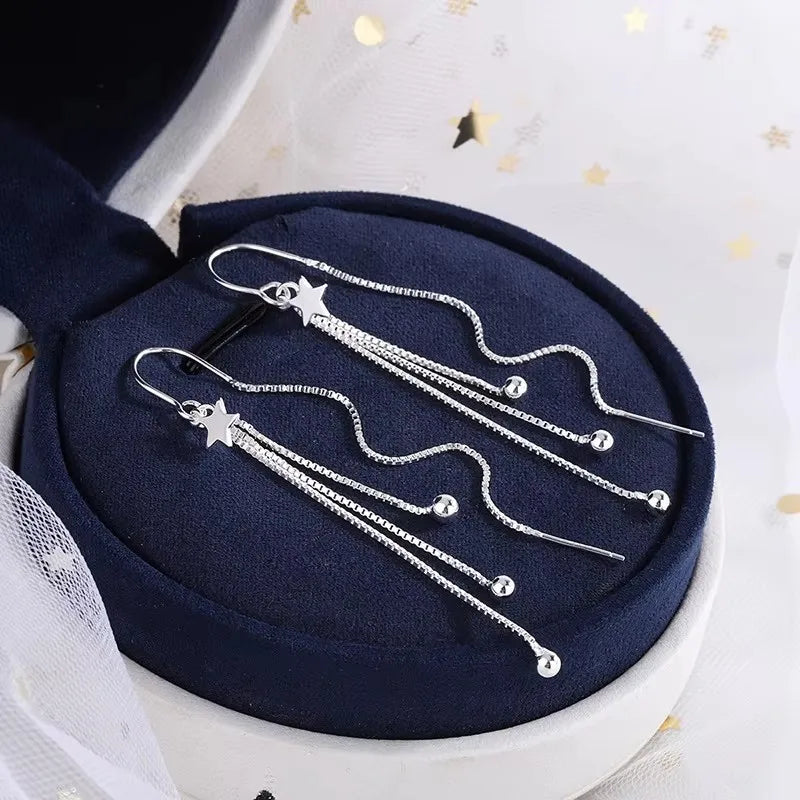 French Luxury Sweet Romantic Long Zircon Tassel Twisted Earrings for Women Temperament Wedding  Banquet Jewelry Gift