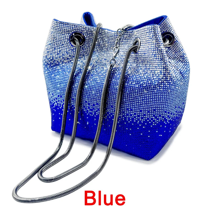 2025 Latest Italian Design Luxury Shiny Wedding Party Ladies Handbag high quality Diamond Tote Evening Bag