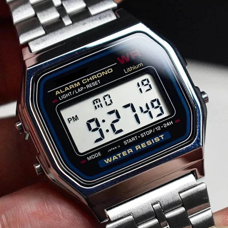 Luxury Gold Silver Sports Military Watches Men Women LED Digital Wristwatches Retro F91W Steel Band Electronic Watch Wrist Clock
