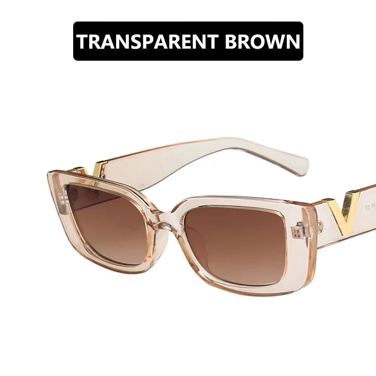 Retro Rectangle Small Frame Sunglasses - Vintage Designer Black Women
