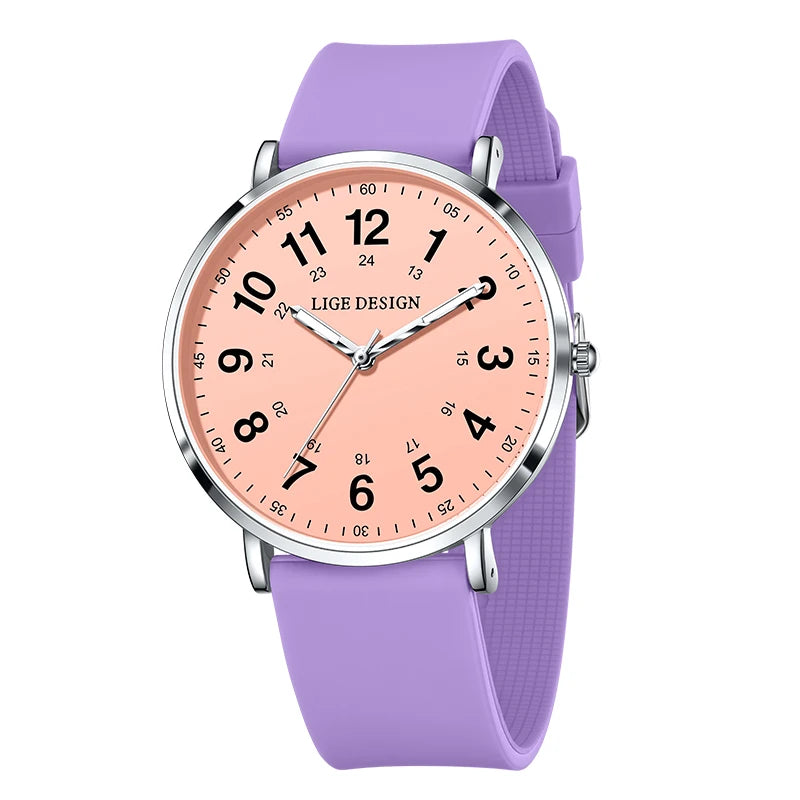 LIGE Fashion Elegant Watch - Candy Color Silicone Luminous Waterproof