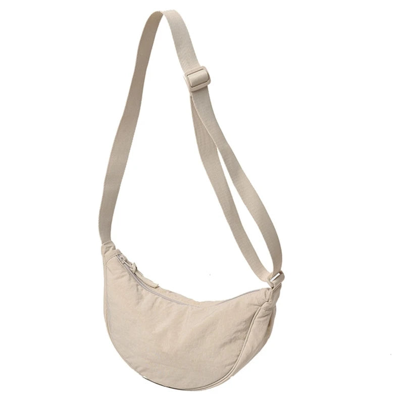 Women Half Moon Shape Crossbody Chest Bag Casual Nylon Shoulder Bag Female Large Capacity Tote Solid Lady Travel Shopper Handbag