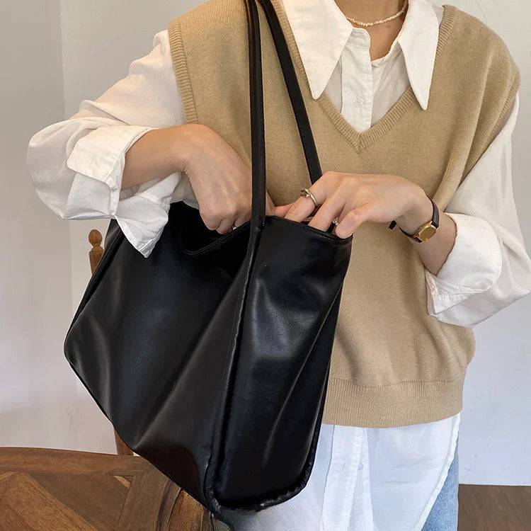 Portable Texture Tote Bag for Women, Shoulder Underarm Bag, Commuting Bag, Large Capacity, Niche Design, Autumn Winter Handbags