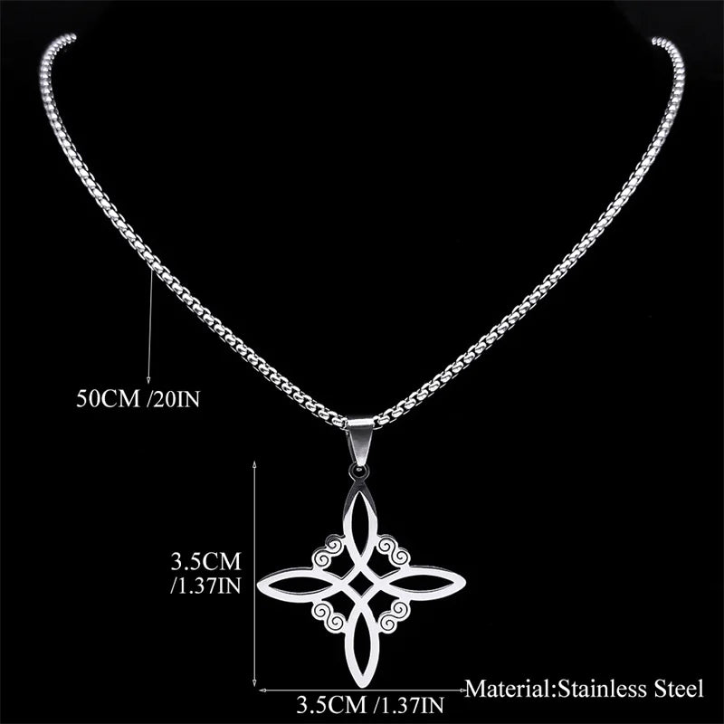 Stainless Steel Jewelry Set Witchcraft Witch Celtic Irish Knot Pendant Necklace Fashion Earring Bracelet Ring nudo de bruja