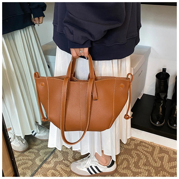 High Quality PU Tote Bags Fashion Solid Hasp Simple Versatile Sense of Luxury Shoulder and Handbags for Women 2024 New Style