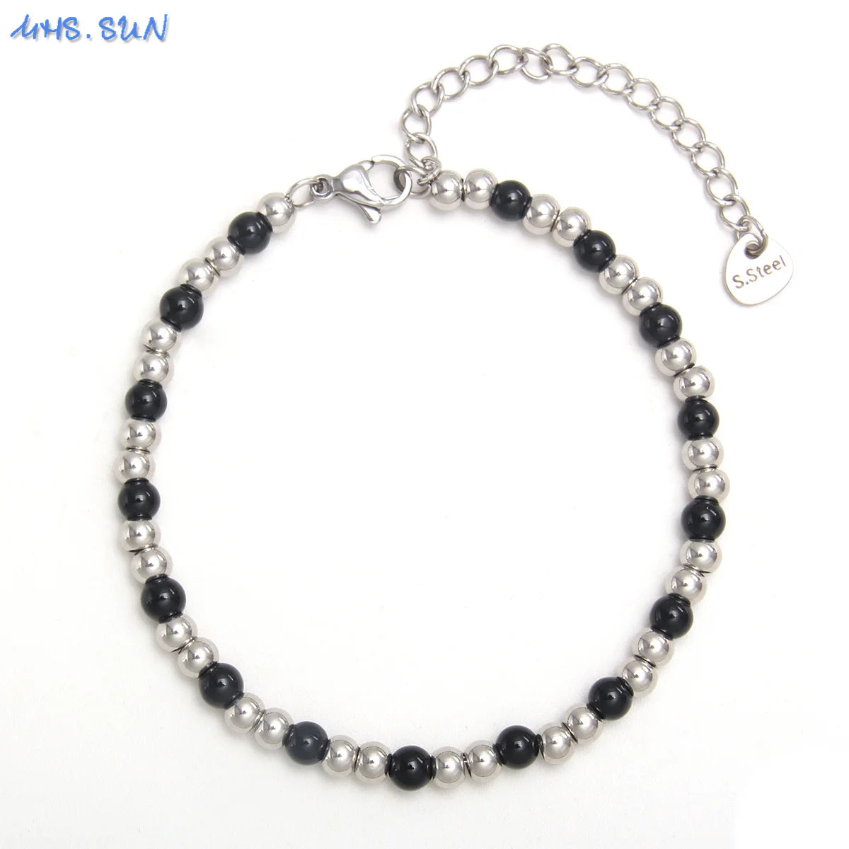 MHS.SUN Waterproof Smooth Beads Bracelet Adjustable Gold Silver Color Stainless Steel Round Balls Bracelets Unisex Party Jewelry