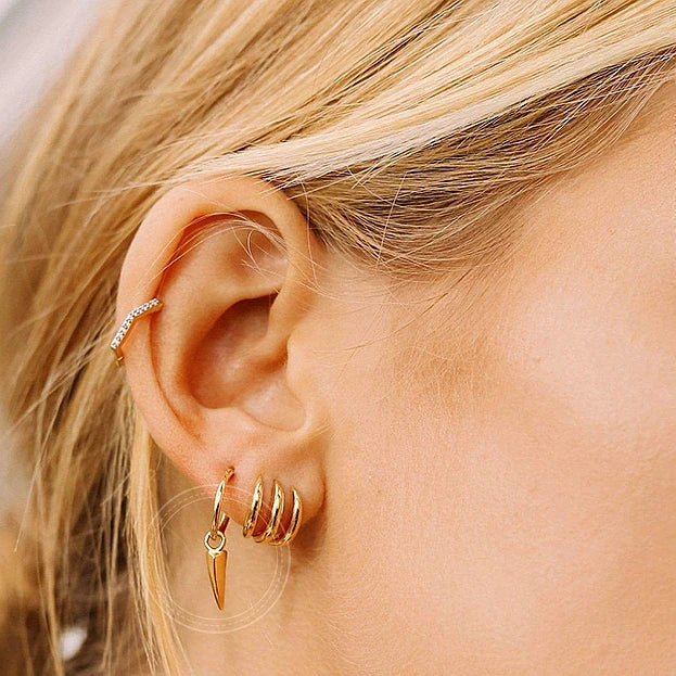 925 Sterling Silver Needle Punk Spike Rivet Hoop Earrings For Women Huggie Earrings Ear Cuff Piercing Earring Gothic Jewelry