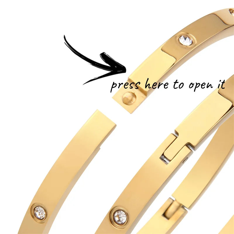 Stainless Steel Bangles - Rhinestone Designer Fashion Jewelry Women