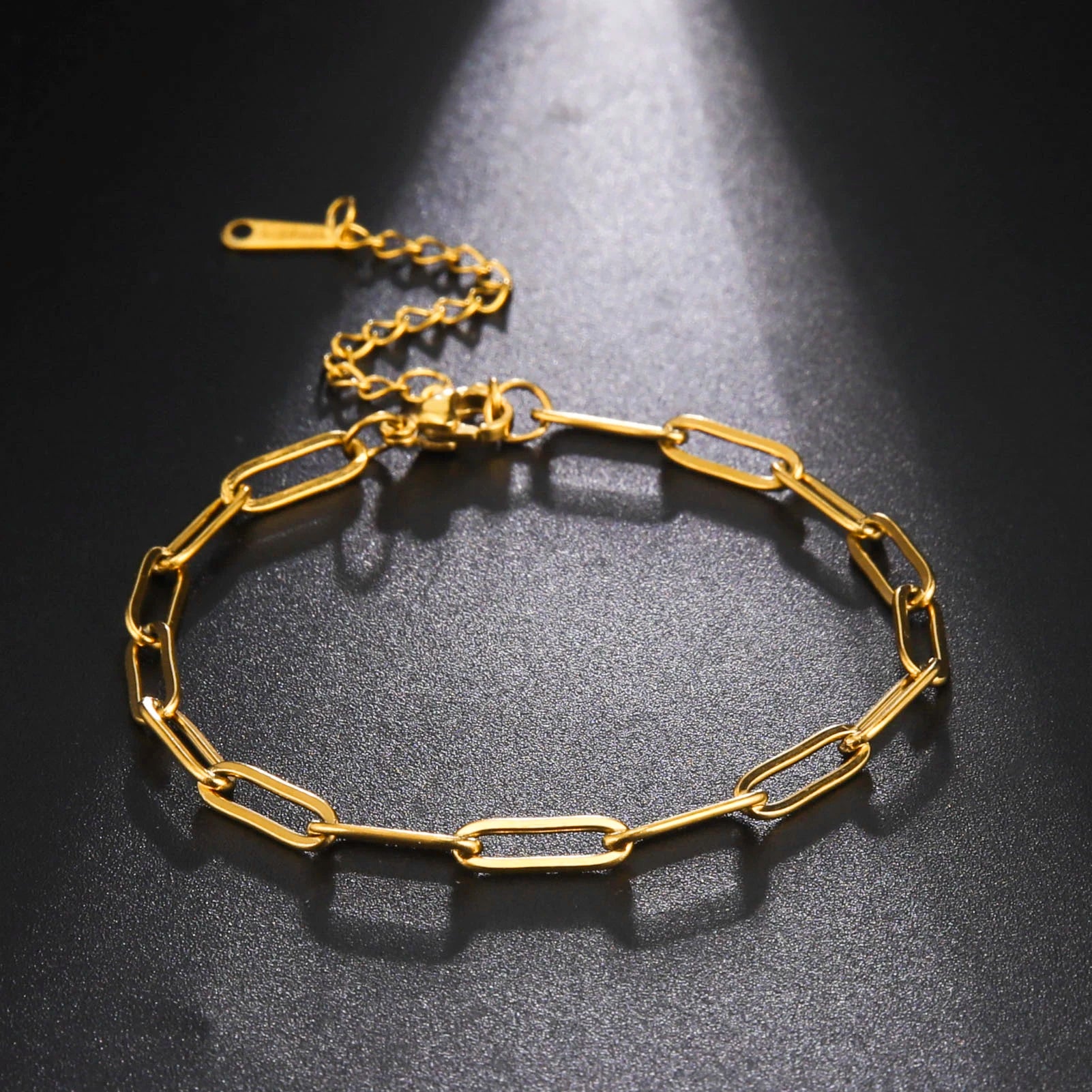 Simple Fashion Stainless Steel Gold Silver Color Bracelet Paper Clip Chain Bracelet for Women Men Christmas Gift