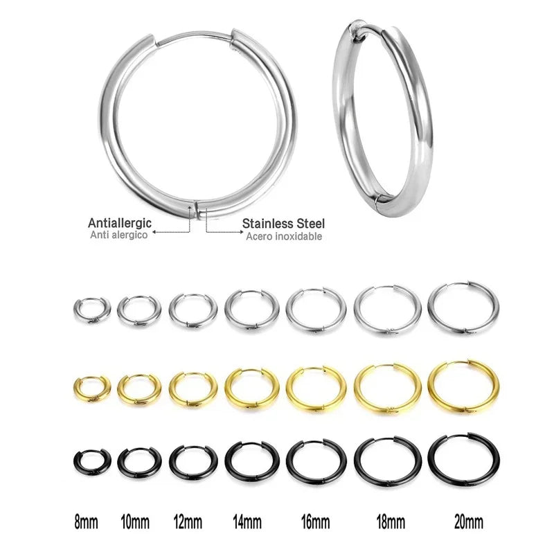 10/20Pcs Minimalist 316L Stainless Steel Small Hoop Earrings For Women Man Classic Round Earrings Fashion Ear Piercing Jewelry