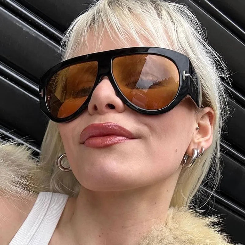 Vintage Oval Large Frame Sunglasses - Trendy Street Style UV400 Women