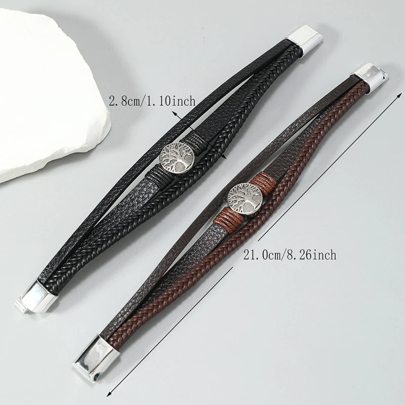 Hip-hop rock jewelry bracelets bangles fashion Life tree PU leather bracelet for men