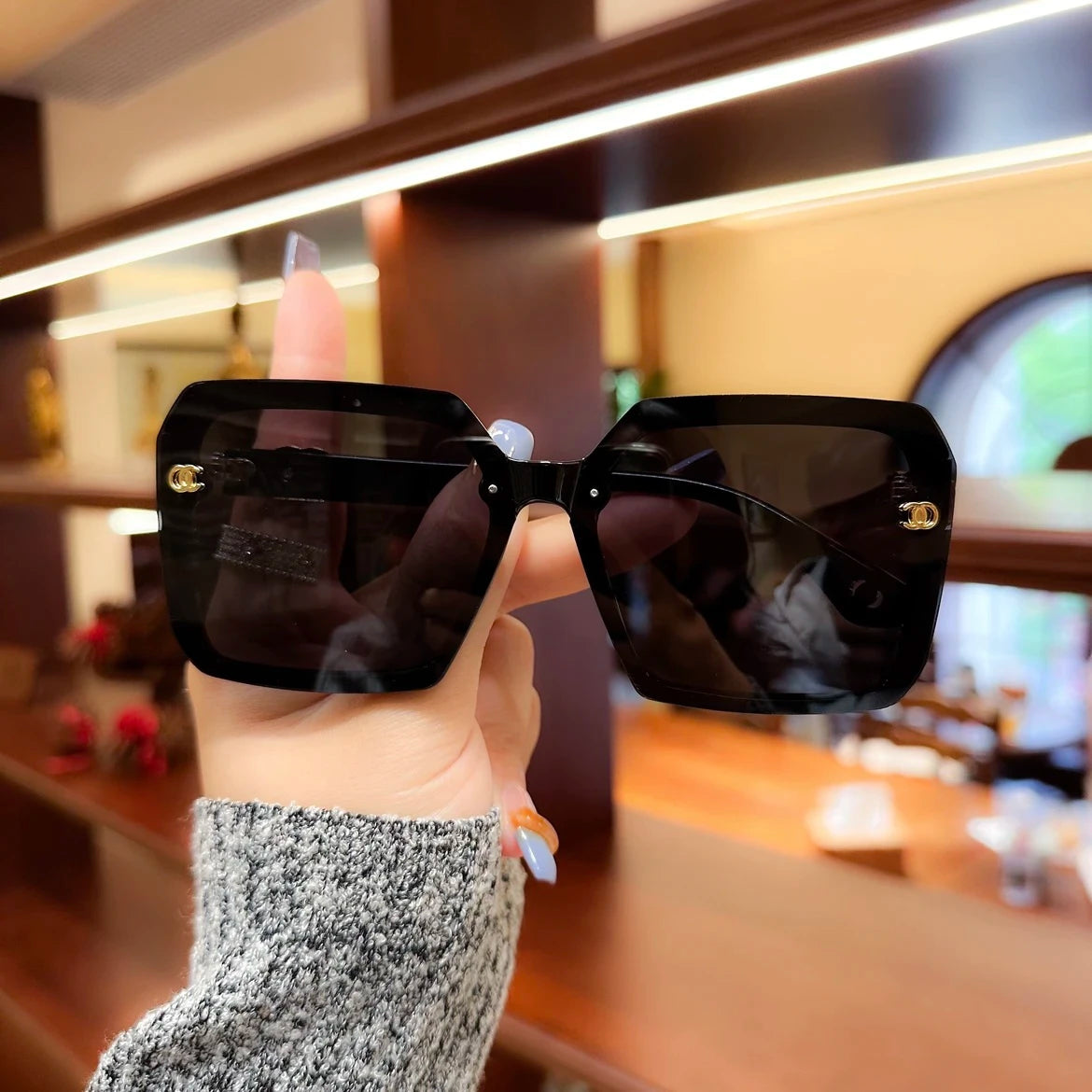 Fashion Oversized Square Vintage Sunglasses - Brand Designer UV400