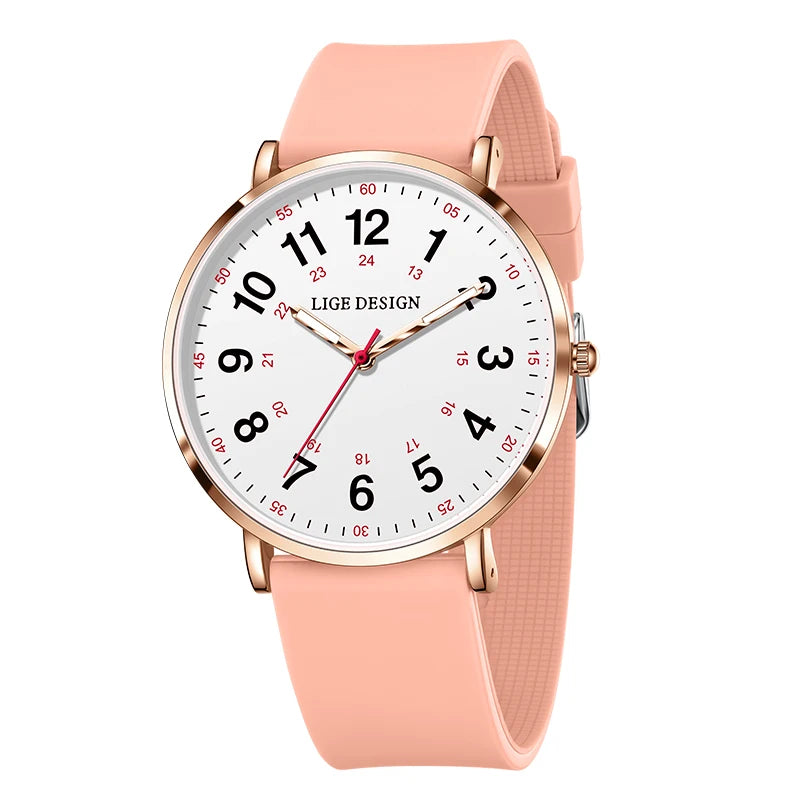 LIGE Fashion Elegant Watch - Candy Color Silicone Luminous Waterproof